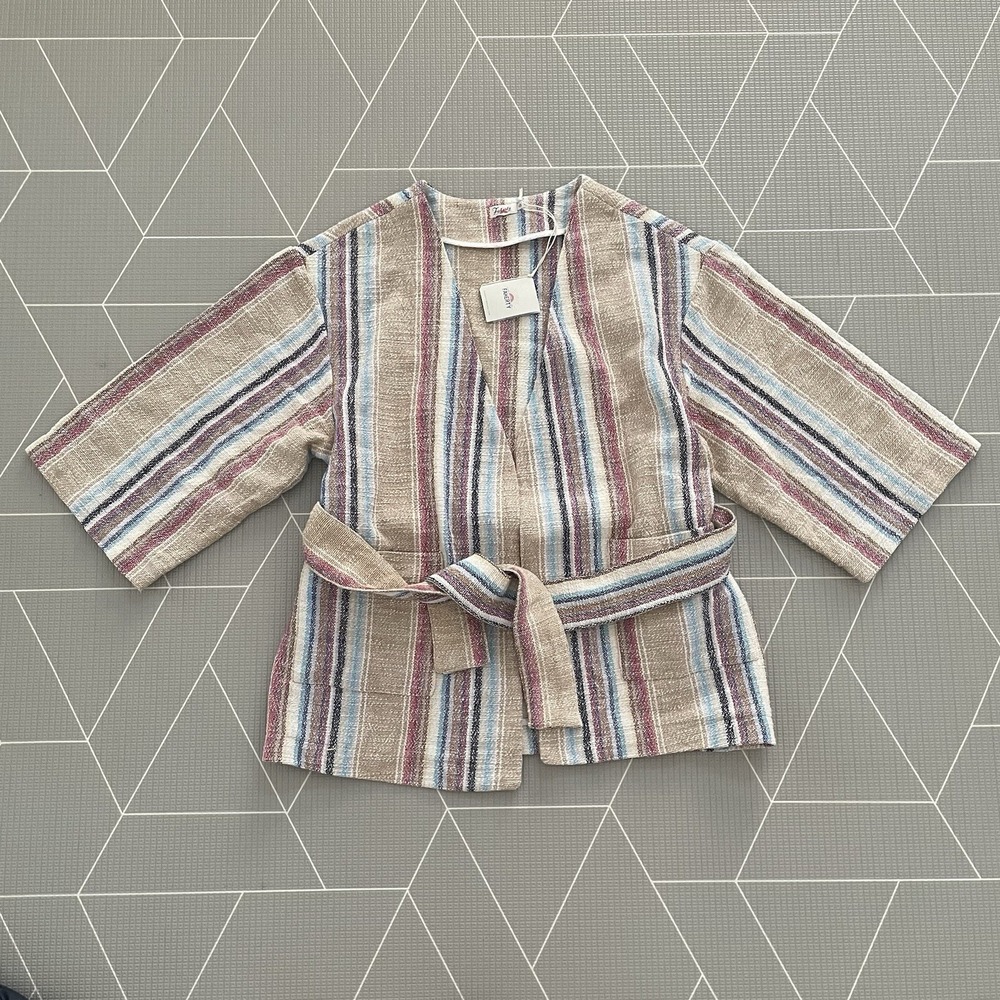 NEW Faherty Mykonos Jacket in Surfrider Stripe M $198 Cotton Boho Cottagecore